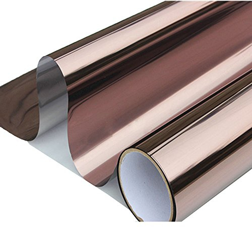 HOHOFILM Einwegspiegel-Fensterfolie, reflektierend, getönt, Tagesschutz, Hitzeregulierung, Sonnenschutz, selbstklebend, für Zuhause, Büro, 90cmx200cm, bronzefarben