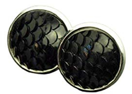 Ohrringe Fischhaut Schuppen Meerjungfrau schwarz Resin Ohrstecker Stecker Cabochon silber bronze gold Juvelato