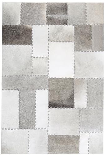 Teppich Leder Taupe Patchwork 160 x 230 cm Pervari