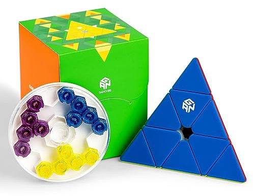 GAN Pyraminx 60 Magnete, Schnelles Magnetisches Pyramiden-Puzzel Stickerloser Dreickiger Würfel GES+(Verbessert)