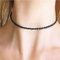 TseenYi Halskette mit Rocailleperlen, dünne schwarze Reisperlen, Choker-Halskette, Vintage-Stil, Perlenkette, kurzer Halsschmuck, für Damen und Mädchen (Schwarz)