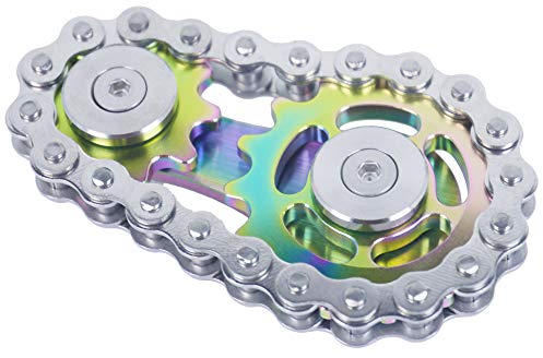 DMaos Fidget Spinner, Linkage Bike Chain Spinner Design 2 Gänge Figity Spin Fingerspiele, Metall Edelstahl Langlebige Mechanik mit glatten Lagern, Figit Spielzeug für Erwachsene Kinder - Regenbogen