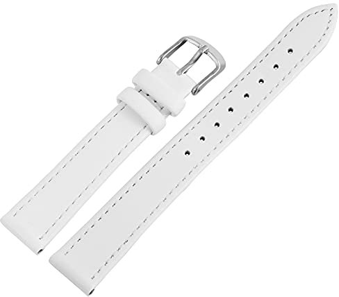 Excellanc-Uhrenarmband Ersatz aus Leder glatt Dornschließe Breite 10-26 mm kompatibel zu Uhren(Stegbreite: 10 mm, weiß)