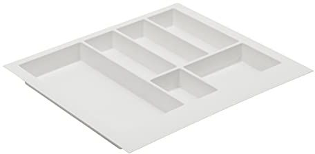 MS Beschläge Besteckeinsatz Universal Schubladeneinsatz 474mm Tiefe Schubladeneinlage Schubladen-Organizer Besteckkasten zuschneidbar Schubladenkasten Mehrzweckeinsatz (Breite 540mm, Weiß)