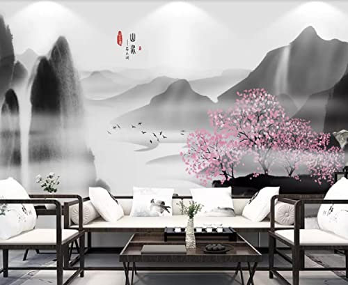 Papier Peint 3D Intissé Encre Et Lavis Paysage Zen Magnifique Papier Peint Panoramique 3D Moderne Décoration Murale