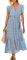 ASOMI Kleid Damen Sommer Boho: Blumen Herbst Wickelkleid Frühling Mode Lang Maxikleid V-Ausschnitt Casual Kurzarm Strandkleid Langarm Rüschen Freizeitkleid mit Gürtel 121 Hellblau 42