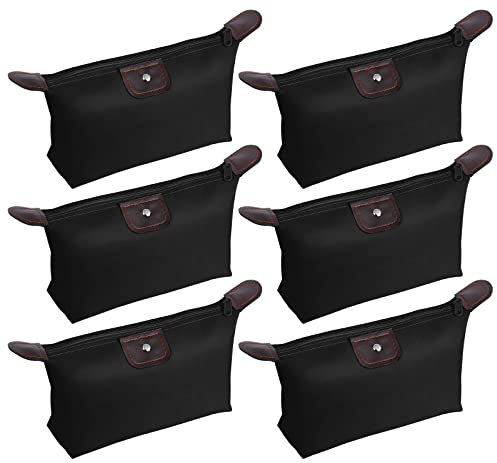 Aucuu 6 Stück Kosmetiktasche Klein, Schminktasche, Kulturbeutel, Make-up-Tasche, Mini-Reisetaschen für Make-up-Pinsel, Cosmetic Bag für Reisen Urlaub und Alltag, Schwarz