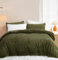 Lanqinglv Plüsch Bettwäsche 220x240 Olivgrün Grün Warme Winter Flauschig Flanell Kunstfell Winterbettwäsche Kuschelig Cashmere Touch Dick Sherpa Bettbezug mit Reißverschluss und 2 Kissenbezug 80x80cm