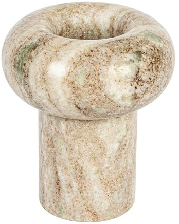 Bloomingville Teelichthalter aus Marmor, rund, Beige