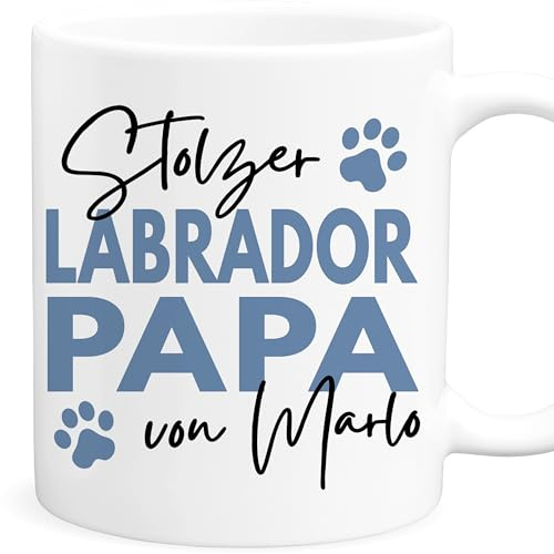 Labrador Tasse Hund personalisiert Tasse mit Namen Hundepapa Geschenk Hundebesitzer Hunde Hundetasse Kaffeetasse aus Keramik 330 ml