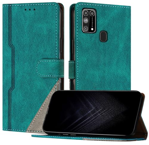 NETANY Custodia Compatibile con Samsung Galaxy M31/M21S,custodia magnetica in pelle PU con [Slot Cart] [Supporto Stand] [Magnetica] (Verde)