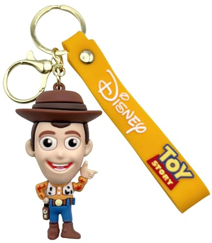 AUTOZOCO Porte-clés Woody Toy Story en silicone, porte-clés Woody, porte-clés en caoutchouc, 7 cm, compatible avec Disney, Marron