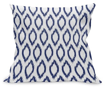 ABAKUHAUS Ikat Kissenbezug, Ostverzierung in den blauen exotischen asiatischen Stammes- Kunst-Element-Kurven-übersichtlichem Design, 45 x 45 cm, Königsblau Weiß
