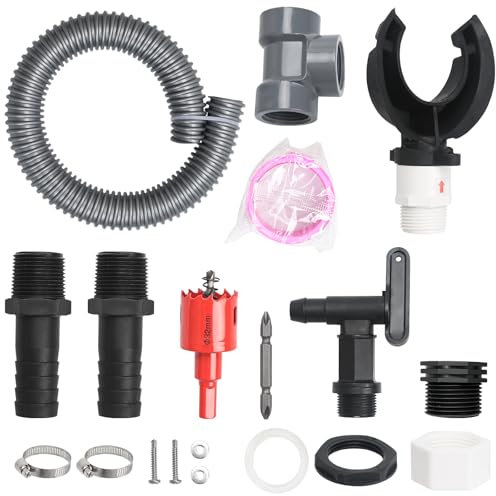 FEIGO Kit di Collegamento Serbatoio Acqua Piovana,Raccoglitore Acqua Piovana Kit(70 – 100 mm),Grondaia Acqua Piovana con Accessori di Montaggio,per Tetti Fino a 80 m²(50 CM),per Pluviali