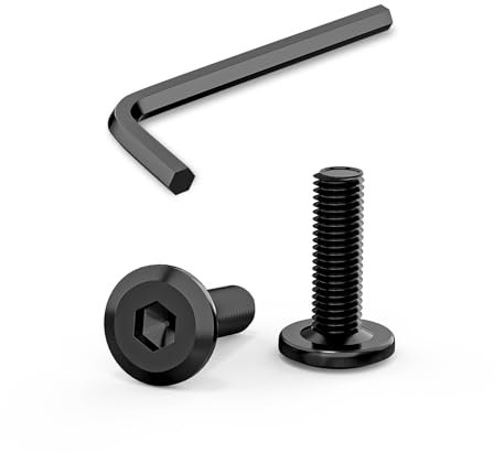 Lot de 30 vis M5 x 16 mm, vis à tête plate M5 à six pans creux en acier inoxydable A2 V2A, filetage complet, oxyde noir avec clé à six pans creux