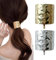 Ypkia 2 Stück Haargummi mit Metall Schnalle Pferdeschwanzhalter Manschette Haarclips Gothic Punk Haar Halter(Gold+Silber）