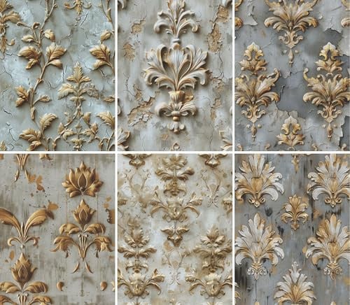 Weißes geprägtes Reispapier, 20 x 26,6 cm (6 Stück) – 6 Designs für Scrapbooking, Karten, Basteln, Decoupage von CRAFT KREATIVELY