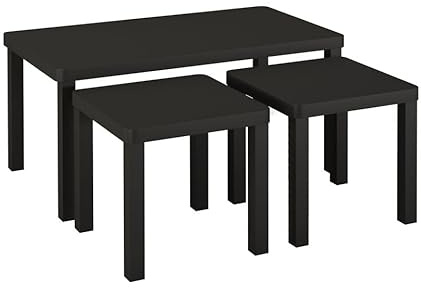 URBNLIVING Wooden Nesting Tables, Space-Saving Coffee, Side & Centre Tables, Stylish & Versatile Furniture for Living Room, Bedroom & Office, Compact Design, Set of 3-1 Rectangular & 2 Square