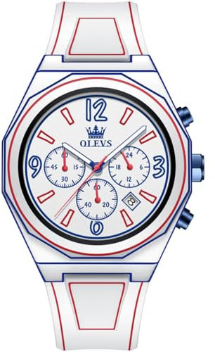 OLEVS Herrenarmbanduhr Chronograph Japanische Quarzwerk Herren Uhr, Klassische Comic-Stil-Armbanduhr Herren, Datum & 3ATM Wasserdicht (DIN 8310)