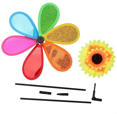 Einzigartige Sonnenblumen-Windmühle, Windrad für Gartendekoration, lustiges und lebendiges Design
