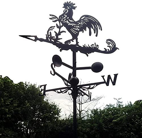 Girouette coq en fonte avec indicateur de direction du vent - Toit plat - Pour jardin, cour, travaux manuels, décoration