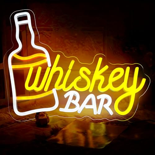 Whiskey Bar Neon Sign, 35 * 29.5 cm USB Powered LED Neon Lights for Wall Decor, Wall Light Sign for Hotel, Bar, Pub, Restaurant Party Decoration