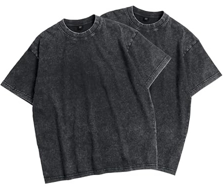 SAN Platina Oversized T Shirt Men Women,Vintage Heavyweight Cotton Tshirt,Basic Crew Neck,2 Pack T-Shirts