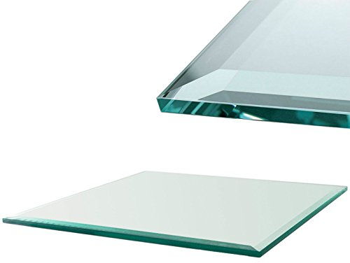 Euro Tische Glasplatte für Kaminofen und Tischplatte in 90x90cm Facettenschliff, Schutzplatte mit 6mm ESG Sicherheitsglas, Funkenschutzplatte, Glasboden für Kamin (Klar)