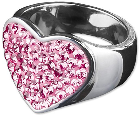 viva-adorno Edelstahl Ring Damenring Multi Kristall Herz RS30, pink Gr. 54