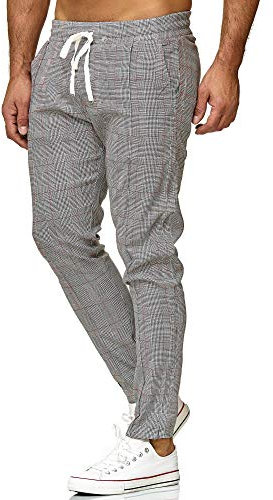 Redbridge Hommes Chino Slim Fit Rayé Casual Élastique Gym à Carreaux Mode Pantalon - M4231 - Gris Quadrillé - Taille M
