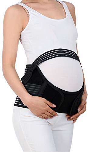 DEBAIJIA Ceinture de Maternité Réglable Soutien Lombaire et Abdominal pour Femme Enceinte, Gaine Abdominale Bandeau de Grossesse Élastique Respirant Confortable Soulagement Douleur - Noir B XXL