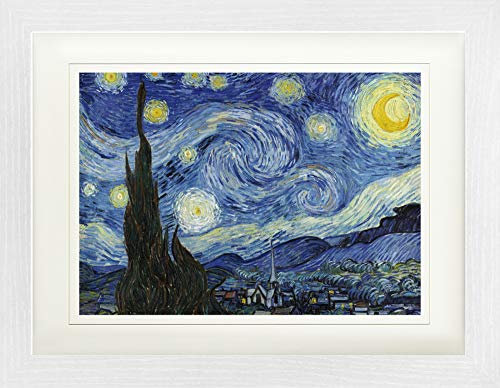1art1 Vincent Van Gogh Poster Die Sternennacht, 1889 Gerahmtes Bild Mit Edlem Passepartout | Wand-Bilder | Im Bilderrahmen 40x30 cm