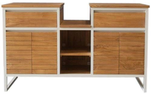 Waschbeckenunterschrank Marcia Teak Massivholz Breite vom Unterschrank 140 cm