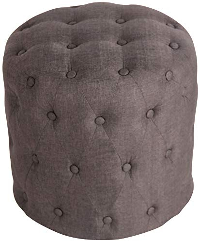 CLP Sitzhocker Lille Kunstleder I Stoff I Samt I Polsterhocker Rund I Gesteppter Hocker Mit Zierknöpfen I Runder Hocker Gepolstert, Farbe:dunkelgrau, Material:Stoff