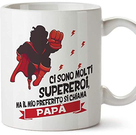 Mugffins Tazza papà (Miglior Padre del Mondo) - Ci Sono Molti Supereroi - Idee Regali Originali Festa del papà