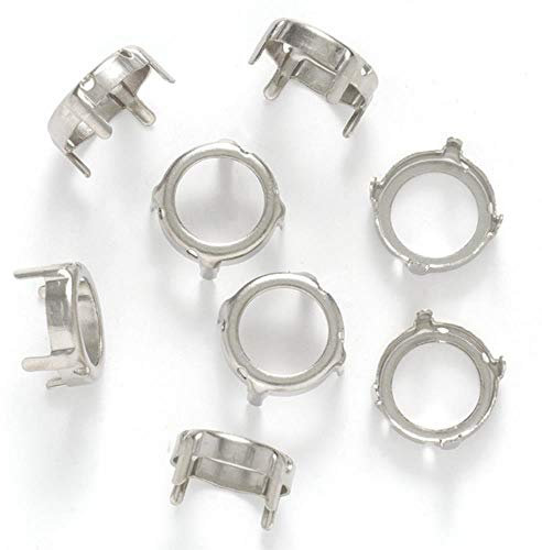 Runde Strasssteine ​​Klaueneinstellungen Versilberung Verdicken Kupfer Nähen Kristall Strass Perlen Basis Aushöhlen Golden Rivoli Krallen, Silberklaue, 14mm 40pcs
