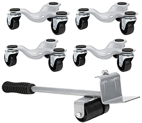 6-Zoll-Tri-Dolly mit Rolle, Möbelroller,400kg Tragfähigkeit Transport Roller,5-teilig 4 Lenkrollen +1 Hebevorrichtung Möbel Transportroller Set