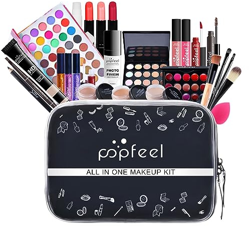 FantasyDay Multifunktions Exquisite Make-up Geschenkset Kosmetik Schmink Kit für Gesicht, Augen und Lippen - Makeup Paletten Schminkkoffer mit Lidschatten Palette, Lippenstift, Rouge, Mascara, Pinsel