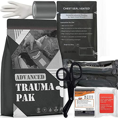 TOUROAM Ifak Trauma Kit Refill Tactical Military First Aid Kit, Emergency Bledding Control Med Kit Fileld Dressing Chest Seal