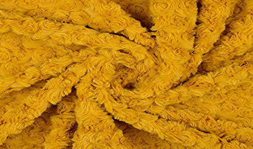 FABRICS-CITY OCKER WIRBEL FELLIMITAT BLUMEN FELL EXTRA WEICH ROSENFELL STOFF STOFFE, 5229 (Ocker)