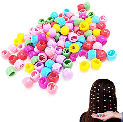 VEGCOO 150 Pièces Pinces à Cheveux, Mini Griffes à Cheveux, Cheveux en Plastique Colorées Epingles Tressage Colorées Perles de Résine pour Enfants Filles Femmes