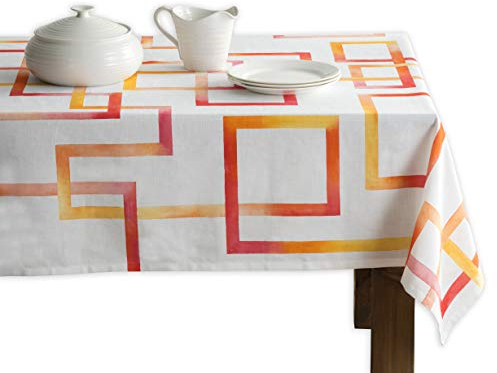 Maison d' Hermine Tischdecke, 100% Baumwolle, 160cm x 220cm dekorative Tischdecke, waschbar, quadratisch, Ostertischdecken für Essen, Hochzeit, Bankett, Buffet, Summer Maze – Frühling/Sommer