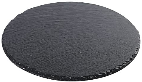 Tcrogsciss Round Slate Cheese Board Plate Slate Stone Tray 9.8 * 9.8 Inch