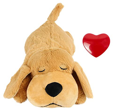 Baoblaze Hunde-Herzschlag-Spielzeug zur Linderung von Angstzuständen, weiches Plüschtier für Hunde, beruhigende Verhaltenstrainingshilfe für Hündchen, Hellbraun
