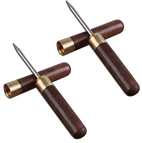 2 Pieces 6.73IN Wood Ice Pick Stainless Steel Ebony Tea Needle Wooden Handle Ice Axe for Kitchen Bars Bartender Picnics Camping