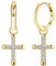 KRFY Boucles D'oreilles Forme de Croix Argent Sterling 925 pour Femmes Hommes Boucles D'oreilles en CZ Boucles D'oreilles Forme de Croix avec Paillettes 18 Carats Or/argent