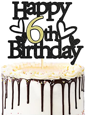 Sumerk 1 Stück Geburtstag Tortendeko 6 6.Geburtstag Tortendeko Happy 6th Birthday Tortendeko Geburtstag Happy Birthday Cake Topper für 6 Jahre alter Junge und Mädchen