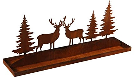 Edelrost Winterlandschaft Windlicht Gartendeko rostige Deko Weihnachtsdeko Wald Hirsche REH rostige Dekoration