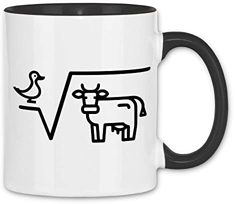 wowshirt Tasse N-te Wurzel Aus Q Ente Wurzel Kuh Mathematik Mathe-Lehrer Student Abi Schüler Geek Gag, Farbe:White - Black