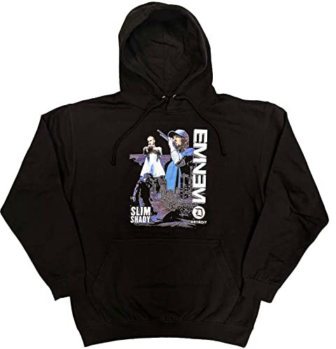 Eminem Kapuzenpullover Detroit Logo Marshal Mathers Nue offiziell Unisex Schwarz XXL